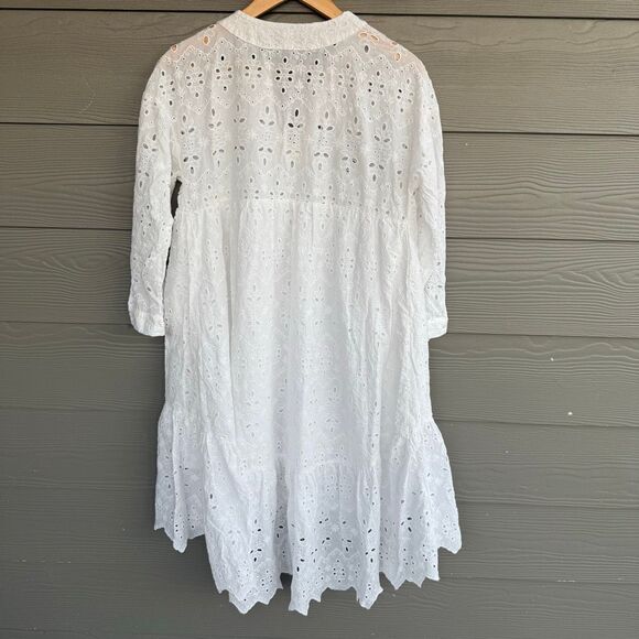 Zara open work embroidered eyelet white dress - Picture 5 of 7